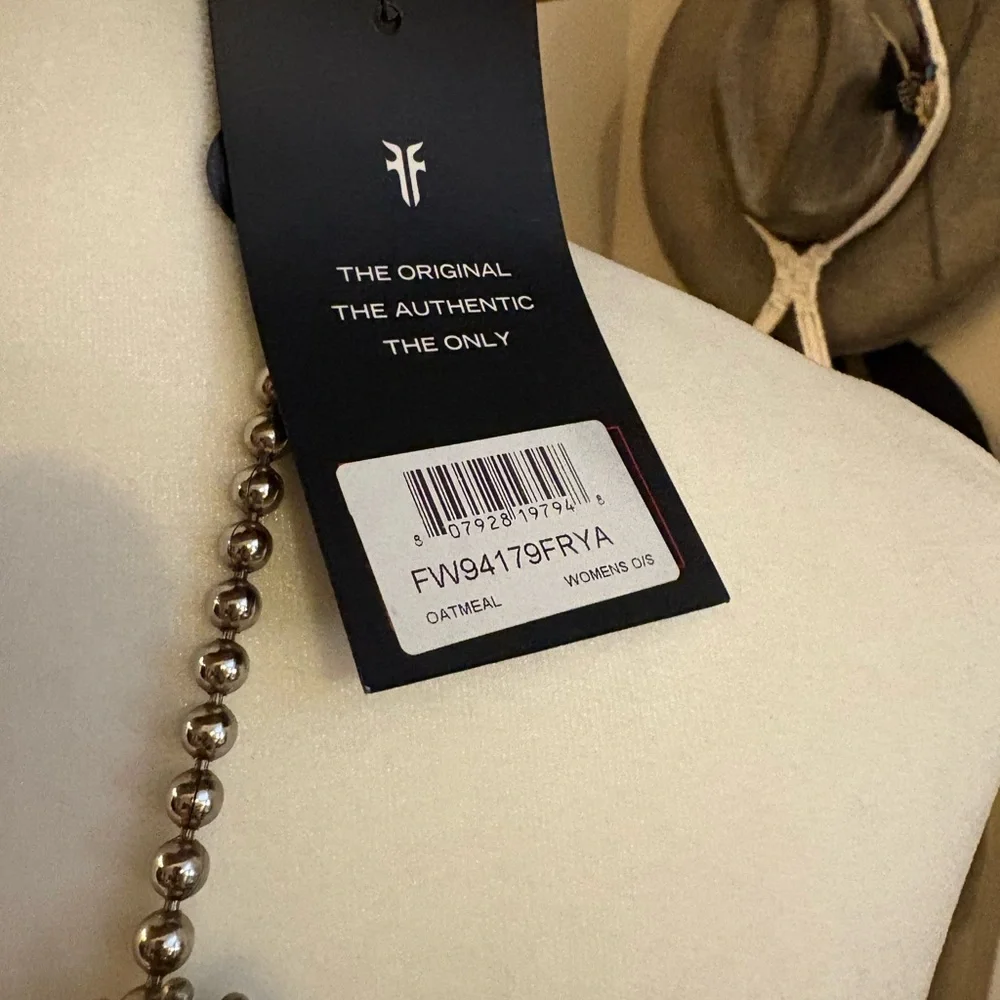 Frye Tan Hat with Pink Rose and Lace Band - Picture 5 of 7